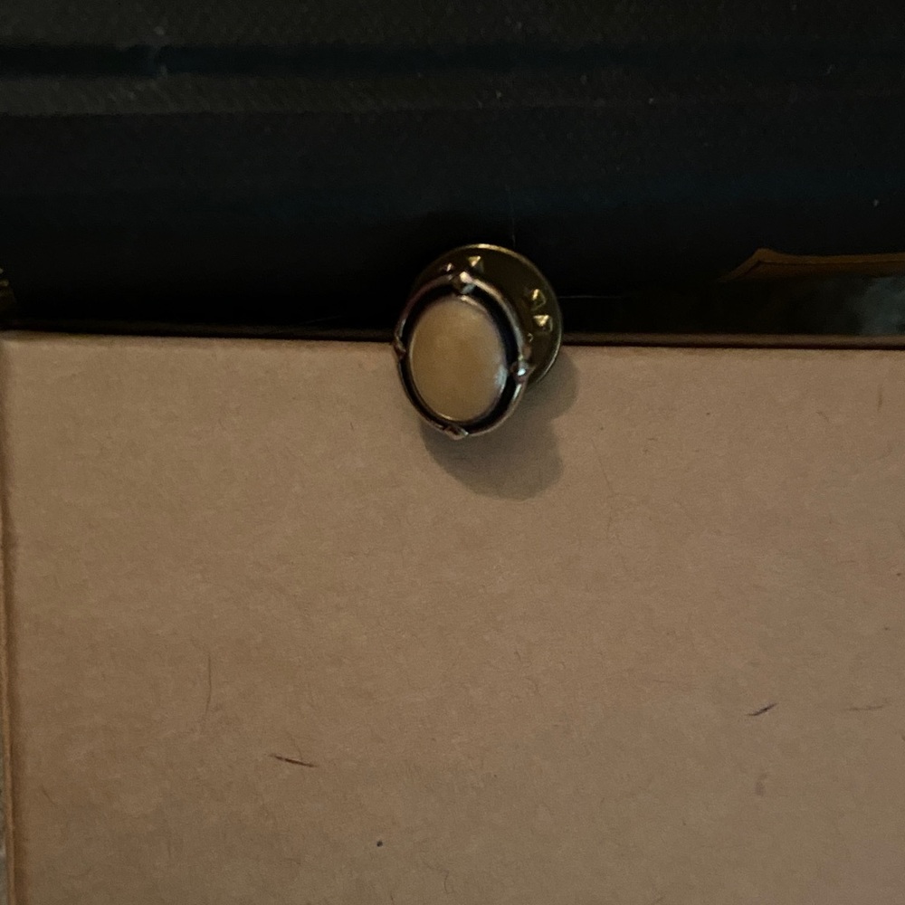 Vintage Elegant pink and Gold Button tie tack pin or lapel brooch